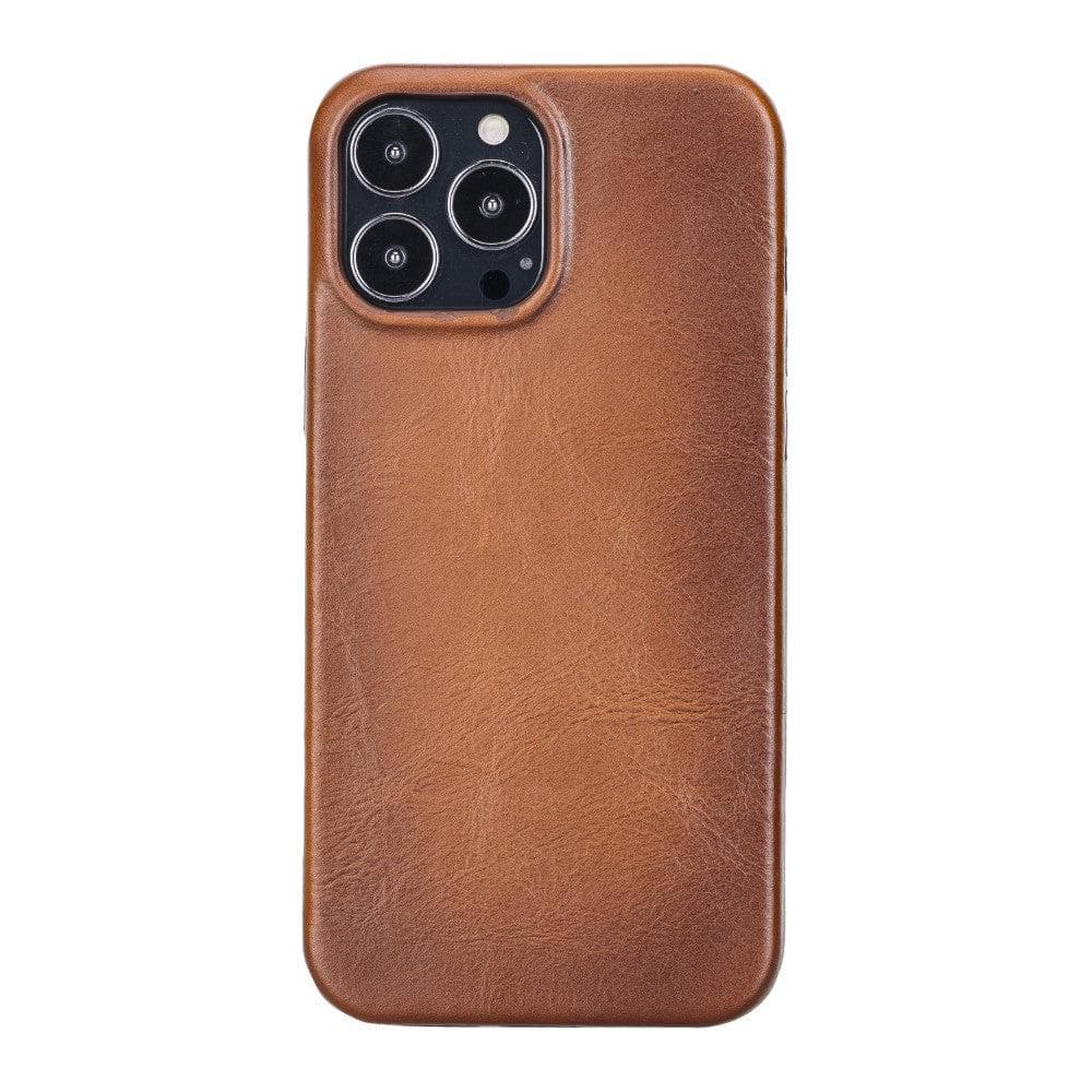 Brown phone case with a textured finish on a white background