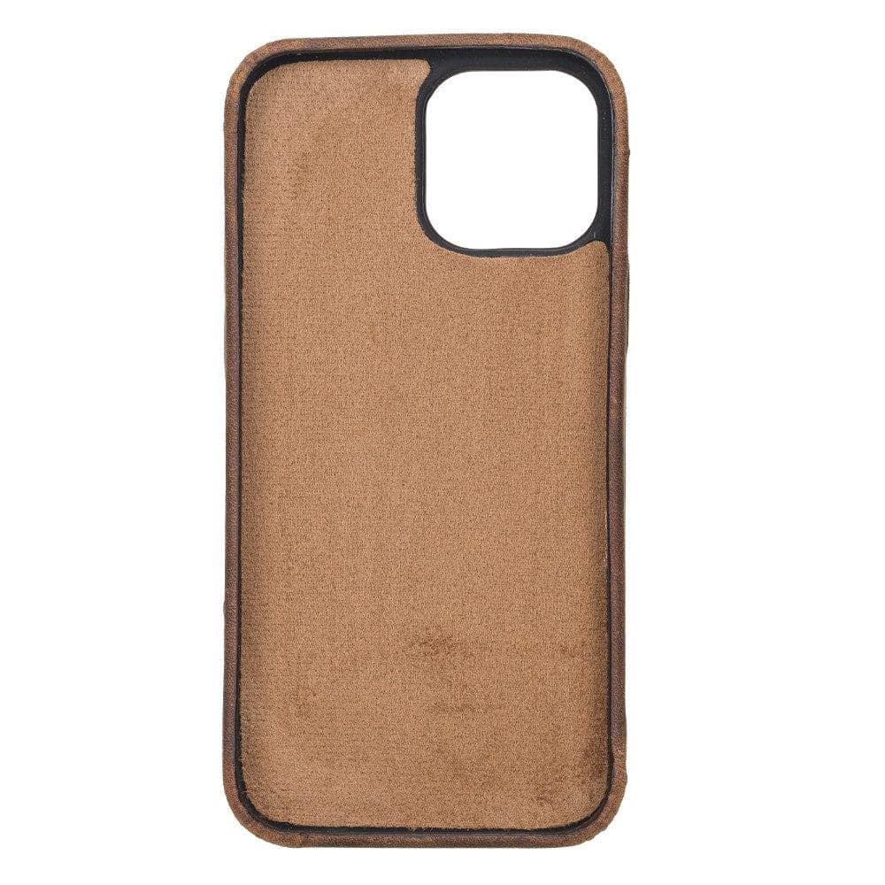 Brown phone case with black border on a white background