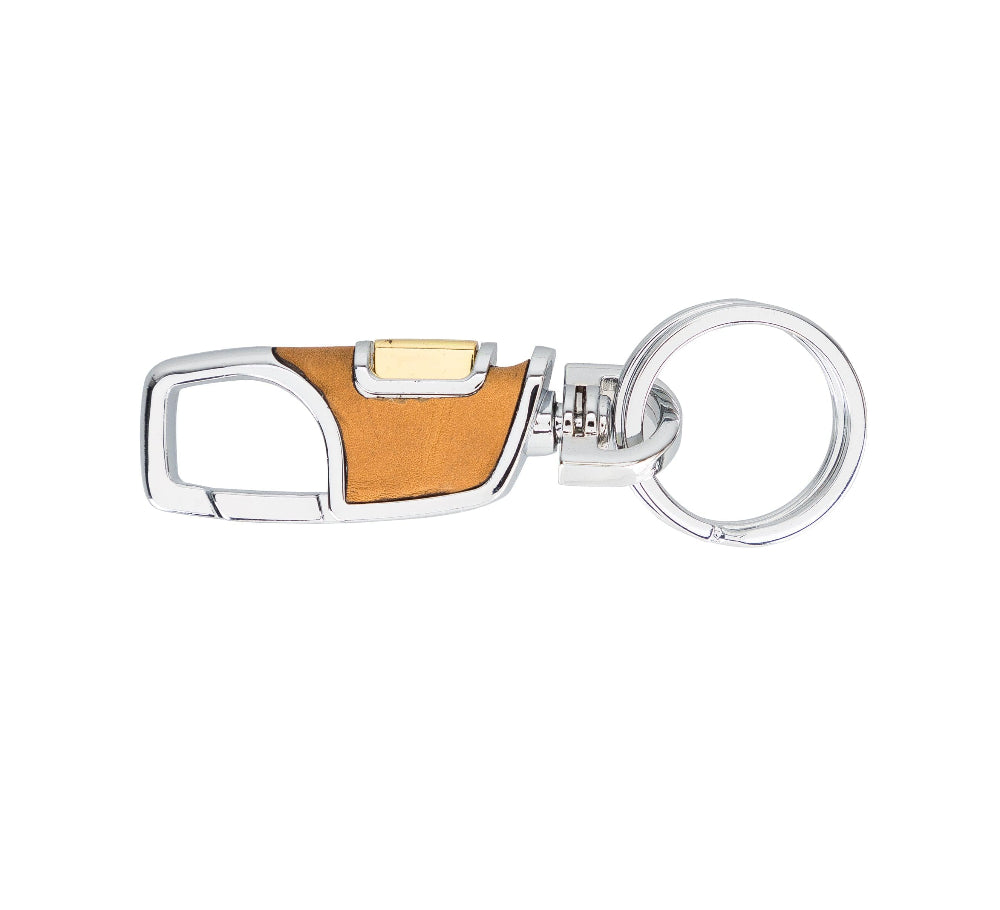 Keychain with wooden accent on a white background