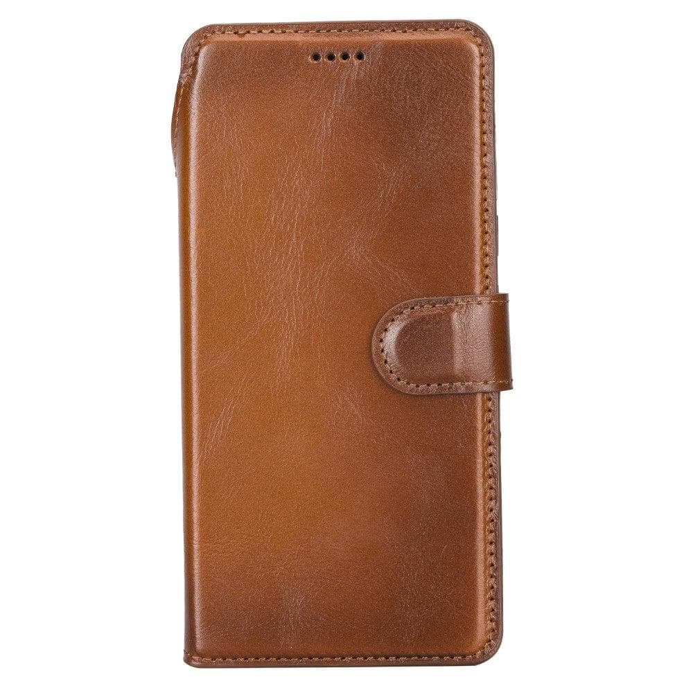 Brown leather phone case on a white background