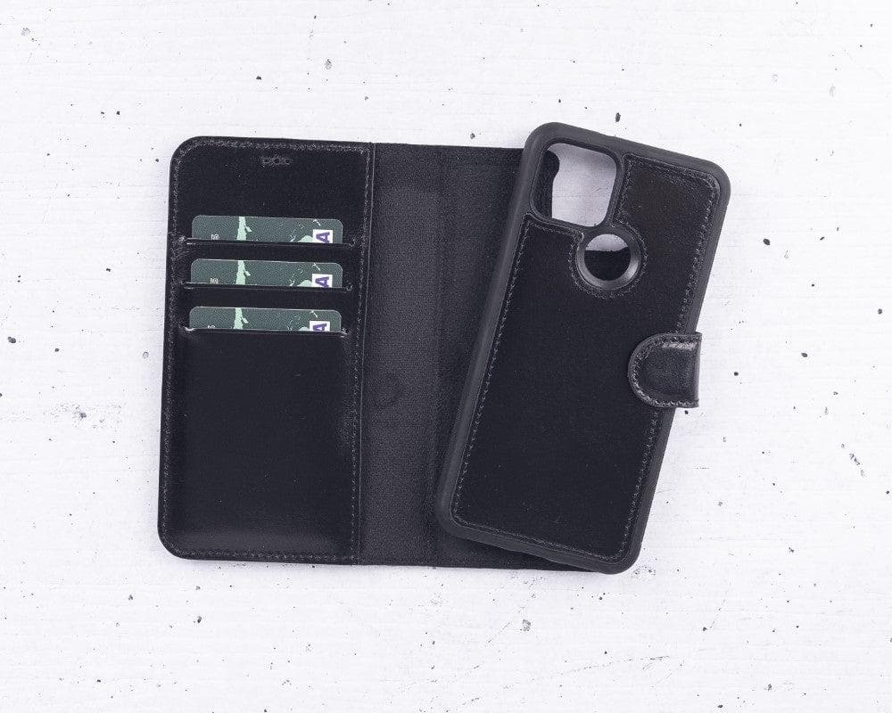 Black phone case with card slots on a white background