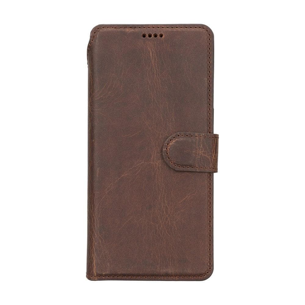 Brown leather phone case on a white background