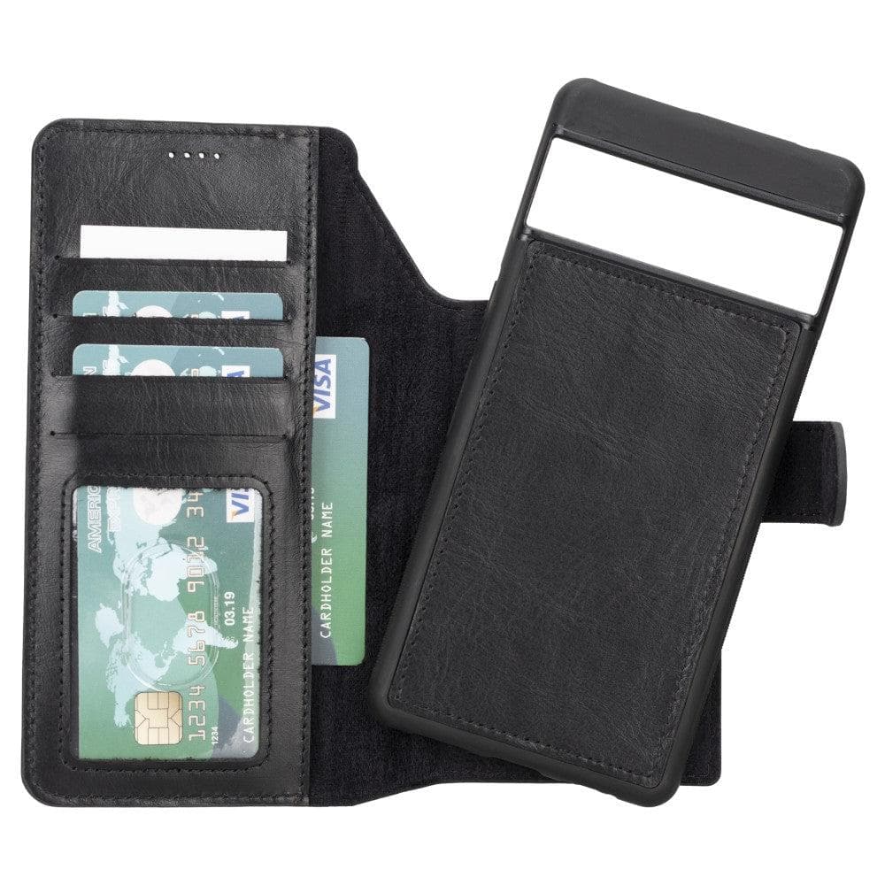 Black phone case with card slots on a white background
