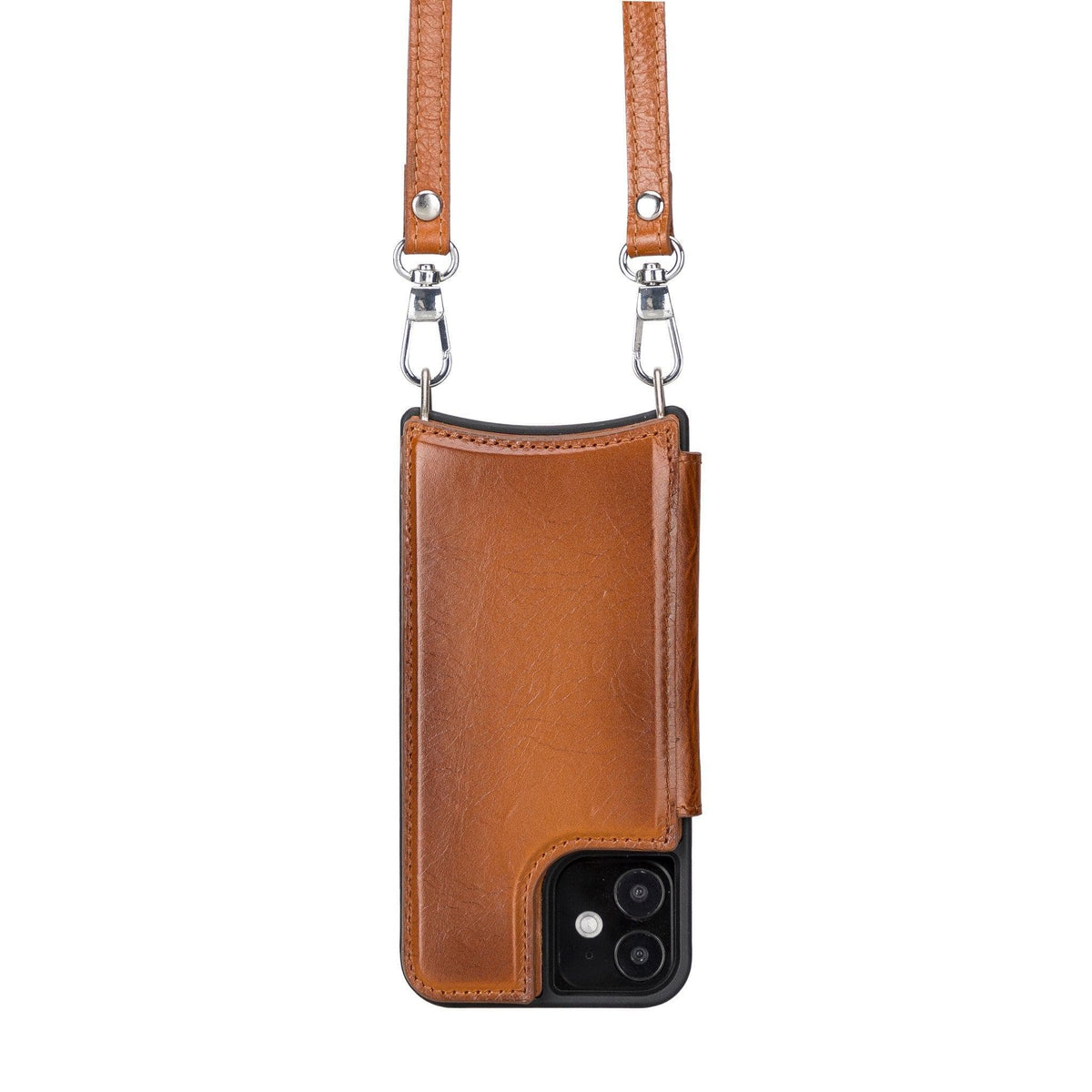 Saff iPhone 12 Mini (5.4") Leather Case with Shoulder Strap