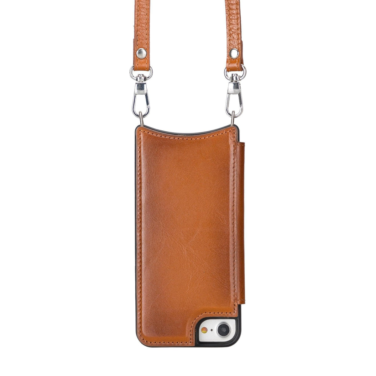 Saff iPhone SE / 8 / 7 Leather Wallet Case with Shoulder Strap