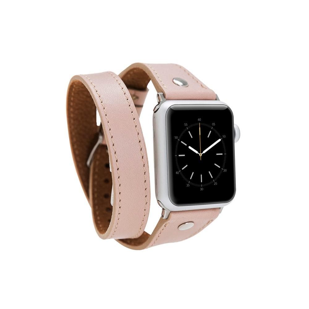 orion Double Tour genuine leather Apple Watch band with silver trok buckle