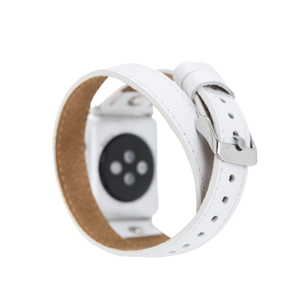 Premium double tour Apple Watch band with multiple buckle color options