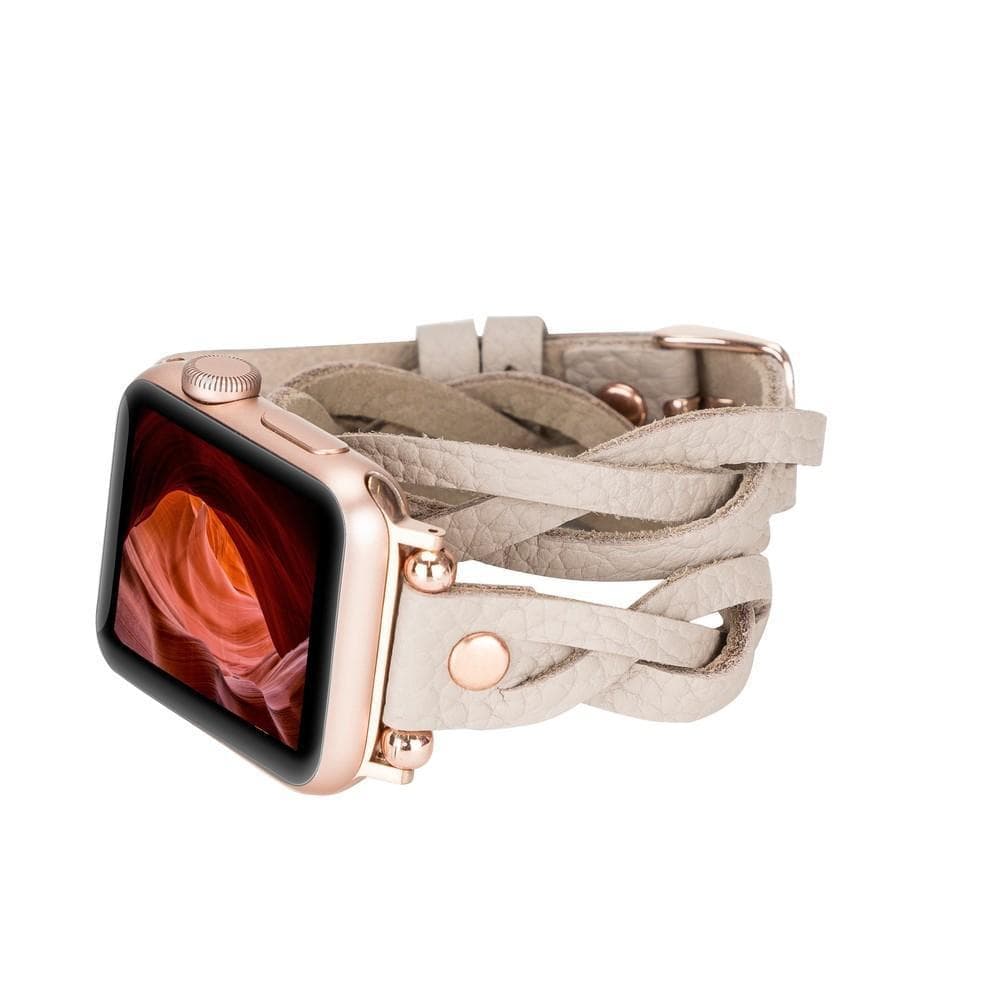Peggy Ferro Double Tour Apple Watch Lederarmband mit Roségold-Trok