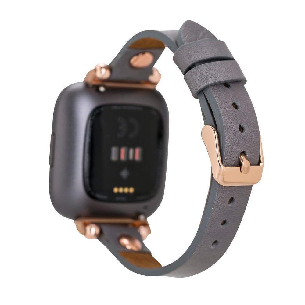 Ferro Genuine Leather Fitbit Watch Band with Gold Trok