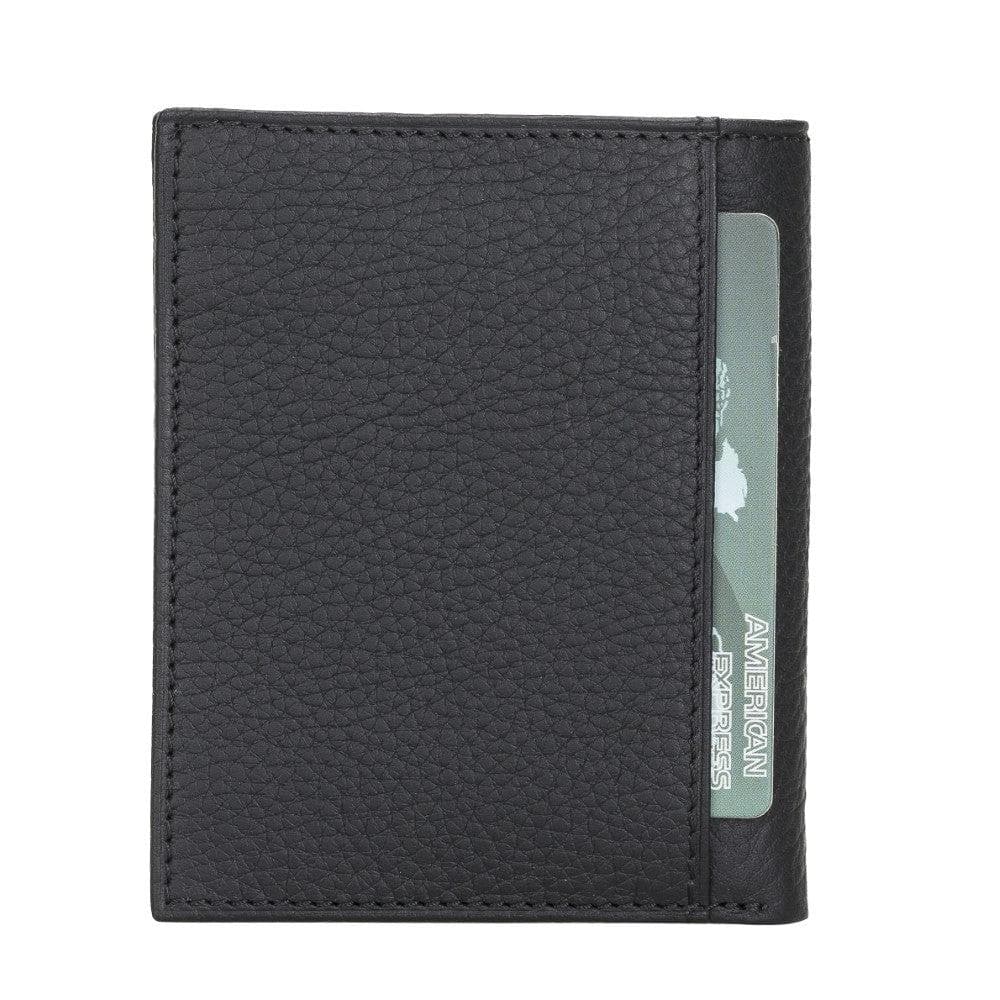 Black leather wallet with a card slot on a white background