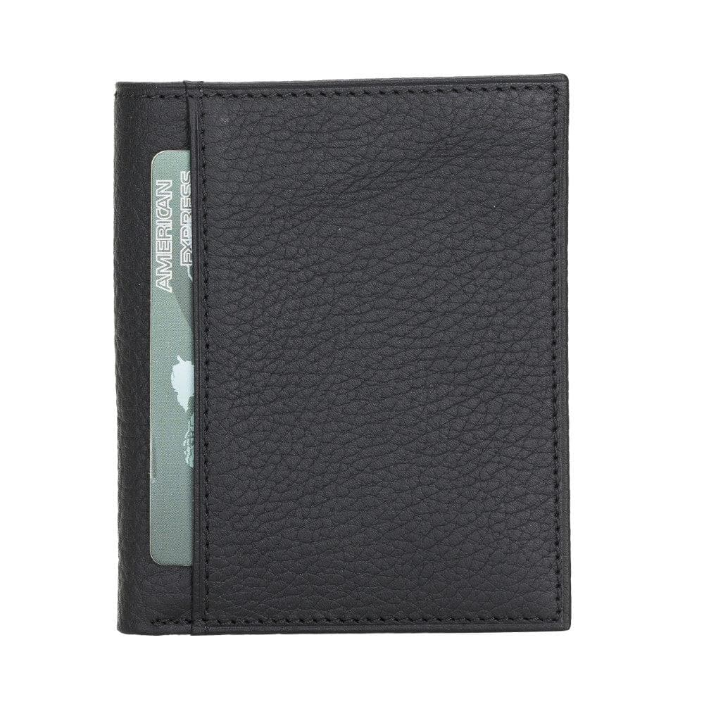 Black leather wallet with a card slot on a white background