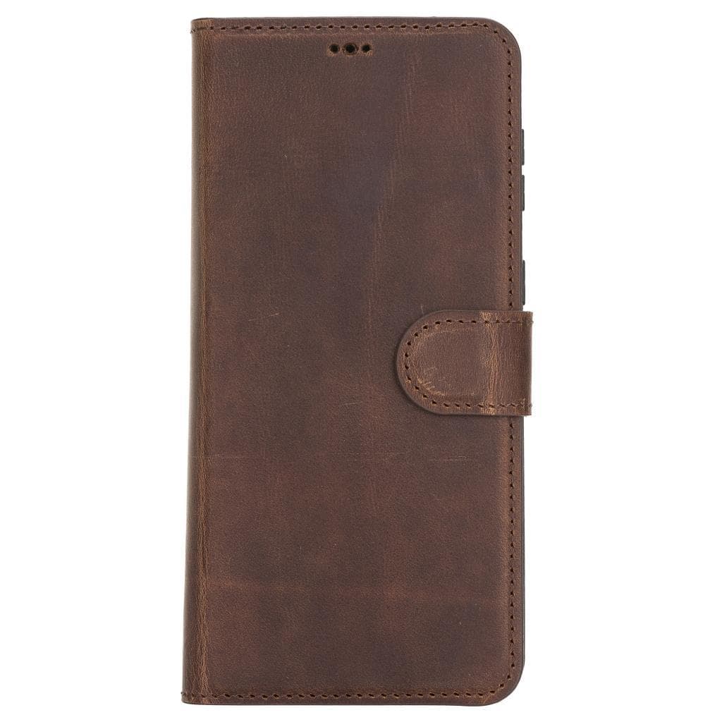 Brown leather phone case on a white background