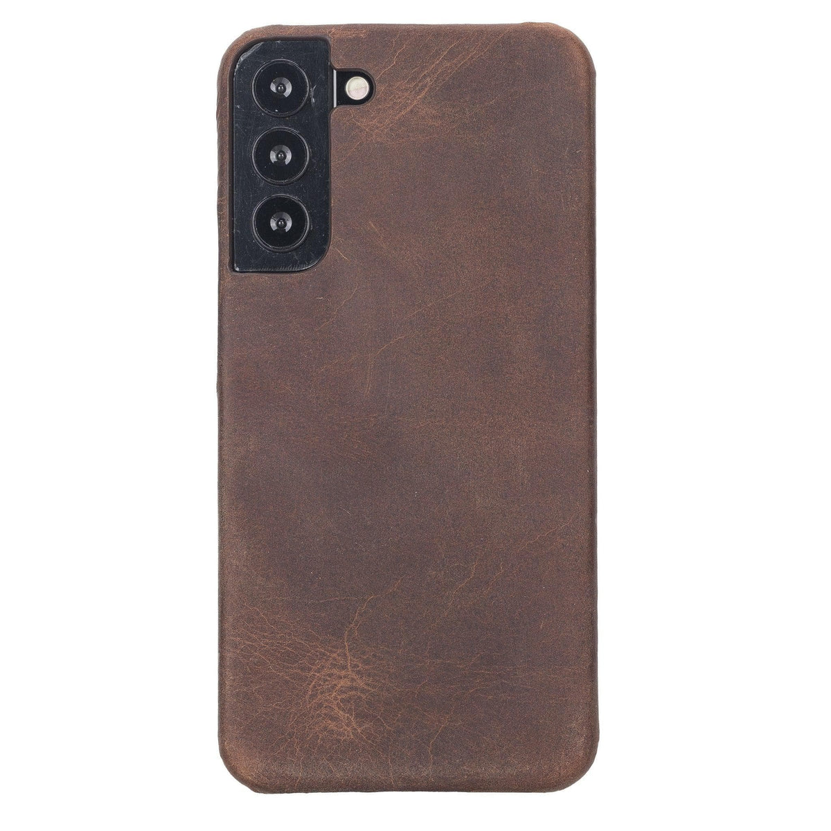 Brown leather phone case on a white background