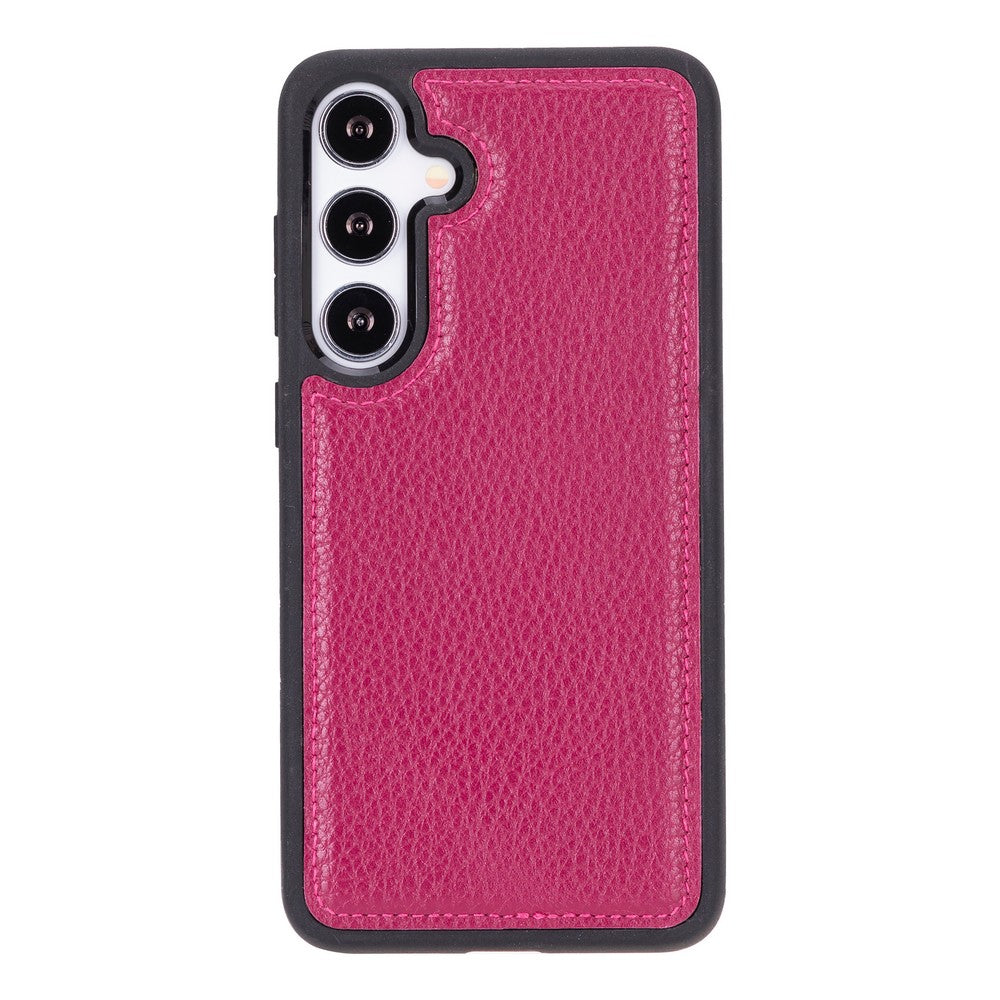 Pink phone case with black border on a white background