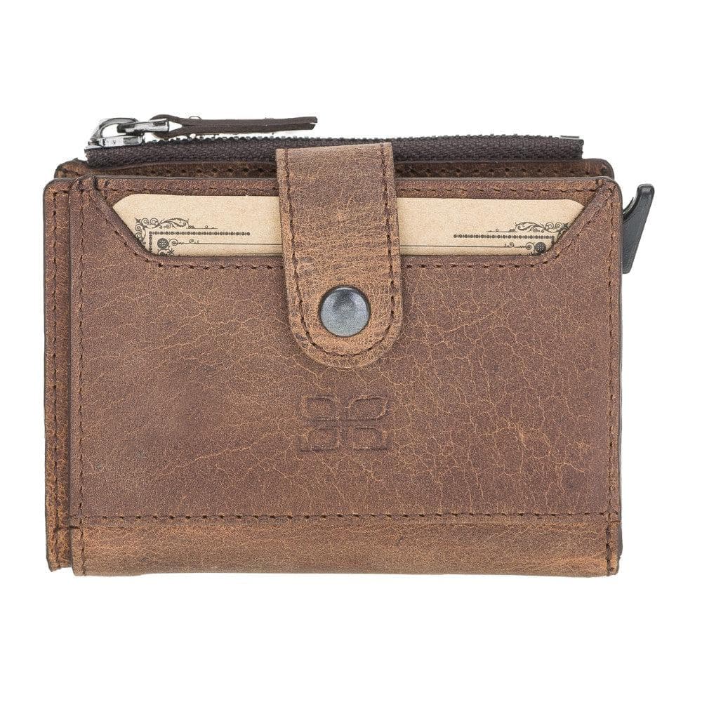 Genuine Leather Zip Mechanical Card Holder