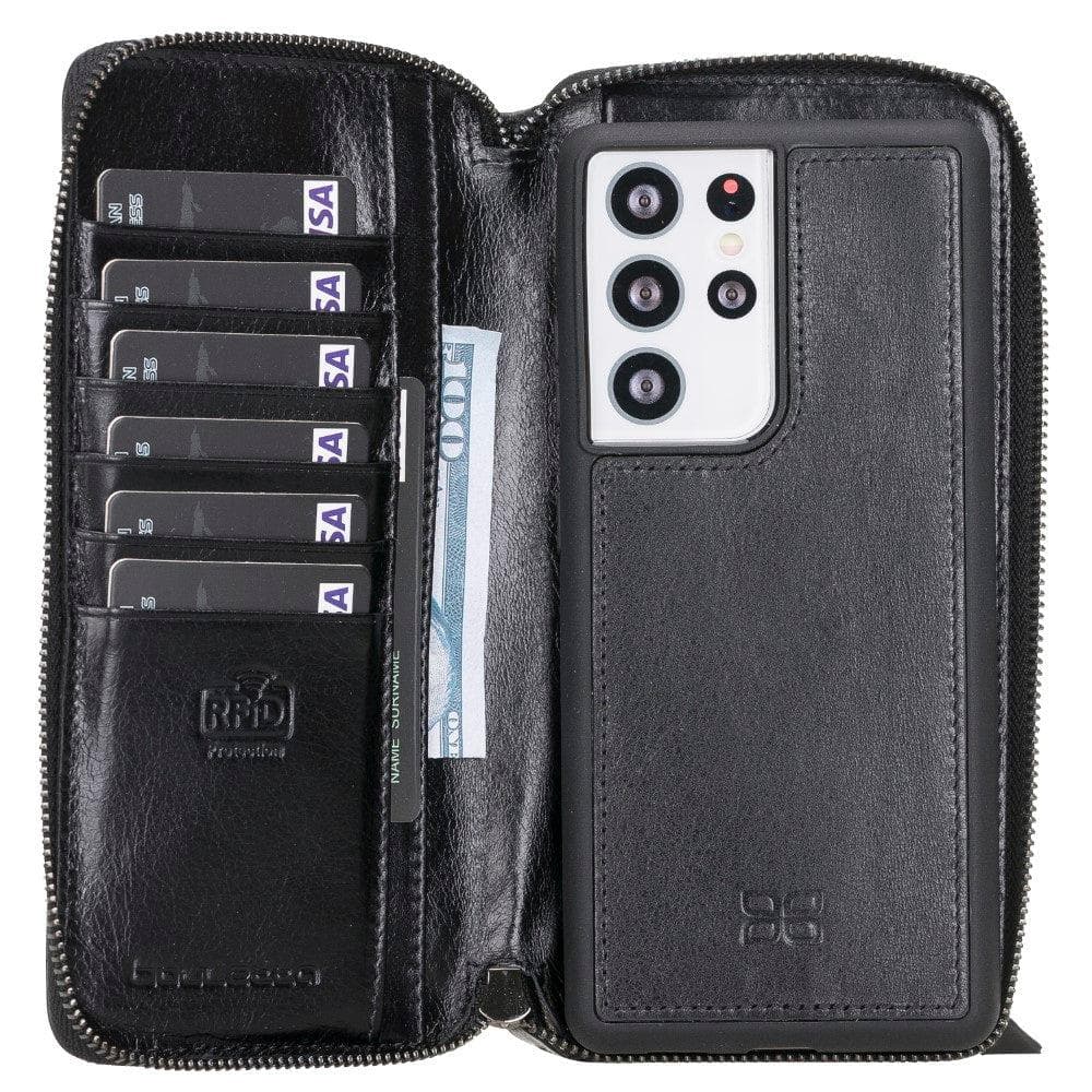 Samsung Galaxy S21 Series Genuine Leather Pouch Magic Wallet  Detachable and Zipper Wallet Case