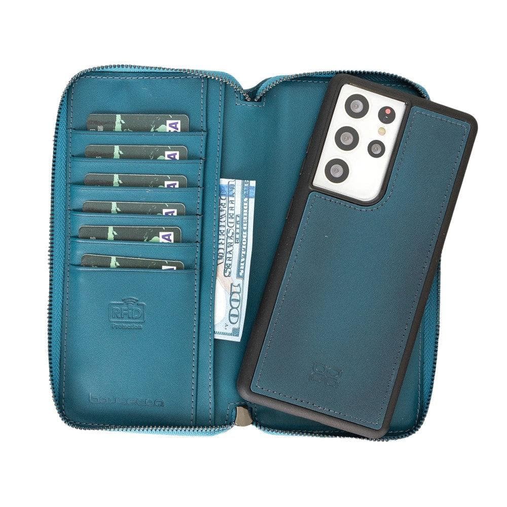 Samsung Galaxy S21 Series Genuine Leather Pouch Magic Wallet  Detachable and Zipper Wallet Case