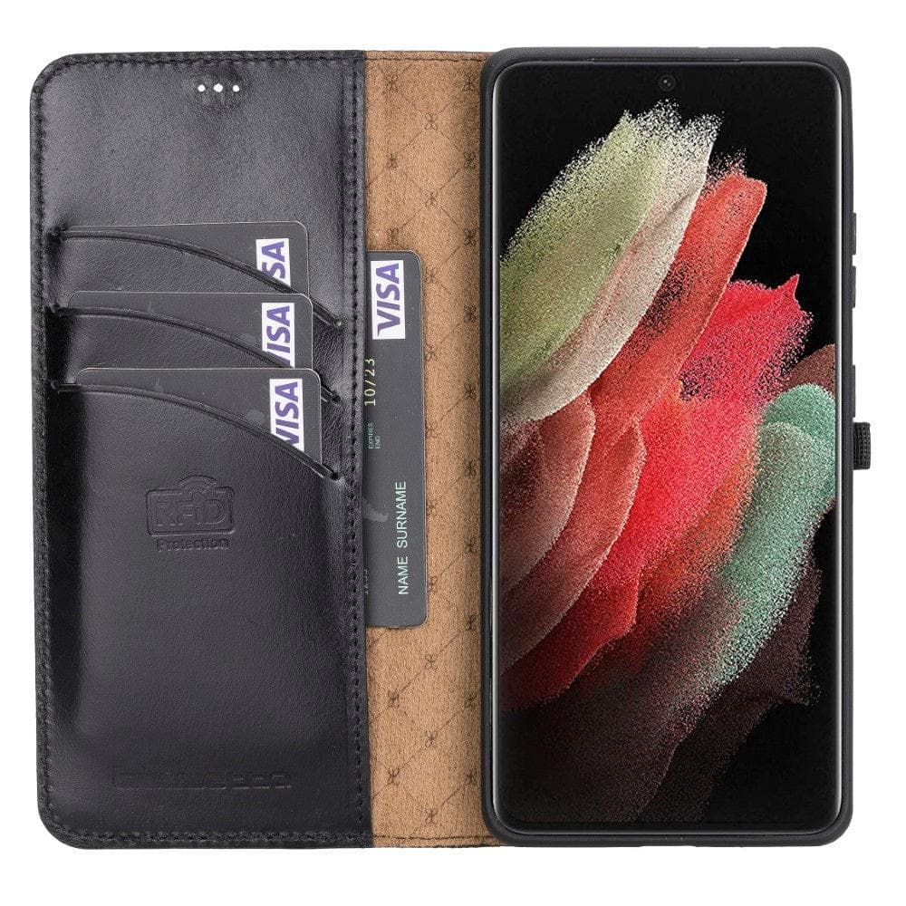 Samsung Galaxy S21 Series Genuine Leather Non-Detachable Wallet Cases