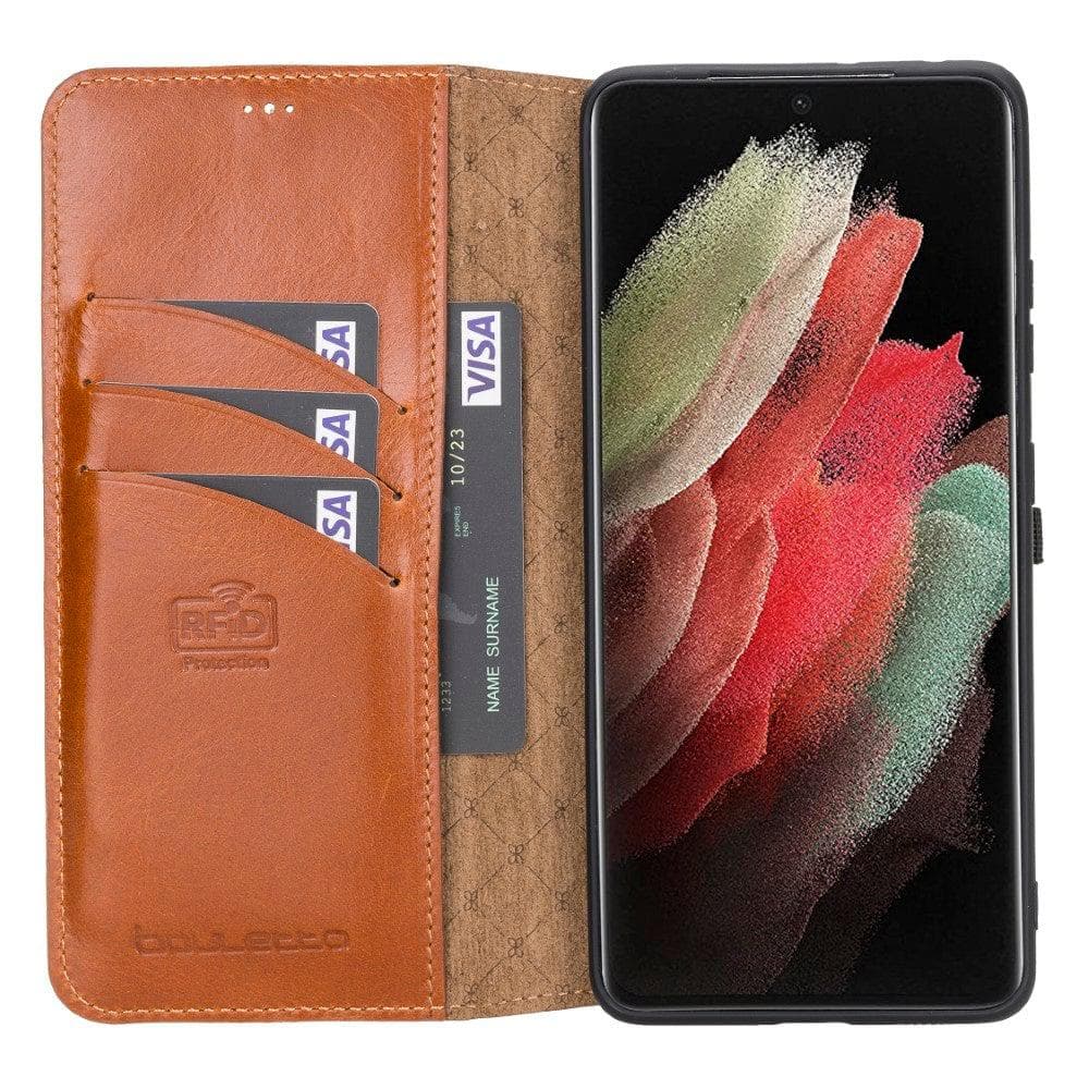 Samsung Galaxy S21 Series Genuine Leather Non-Detachable Wallet Cases