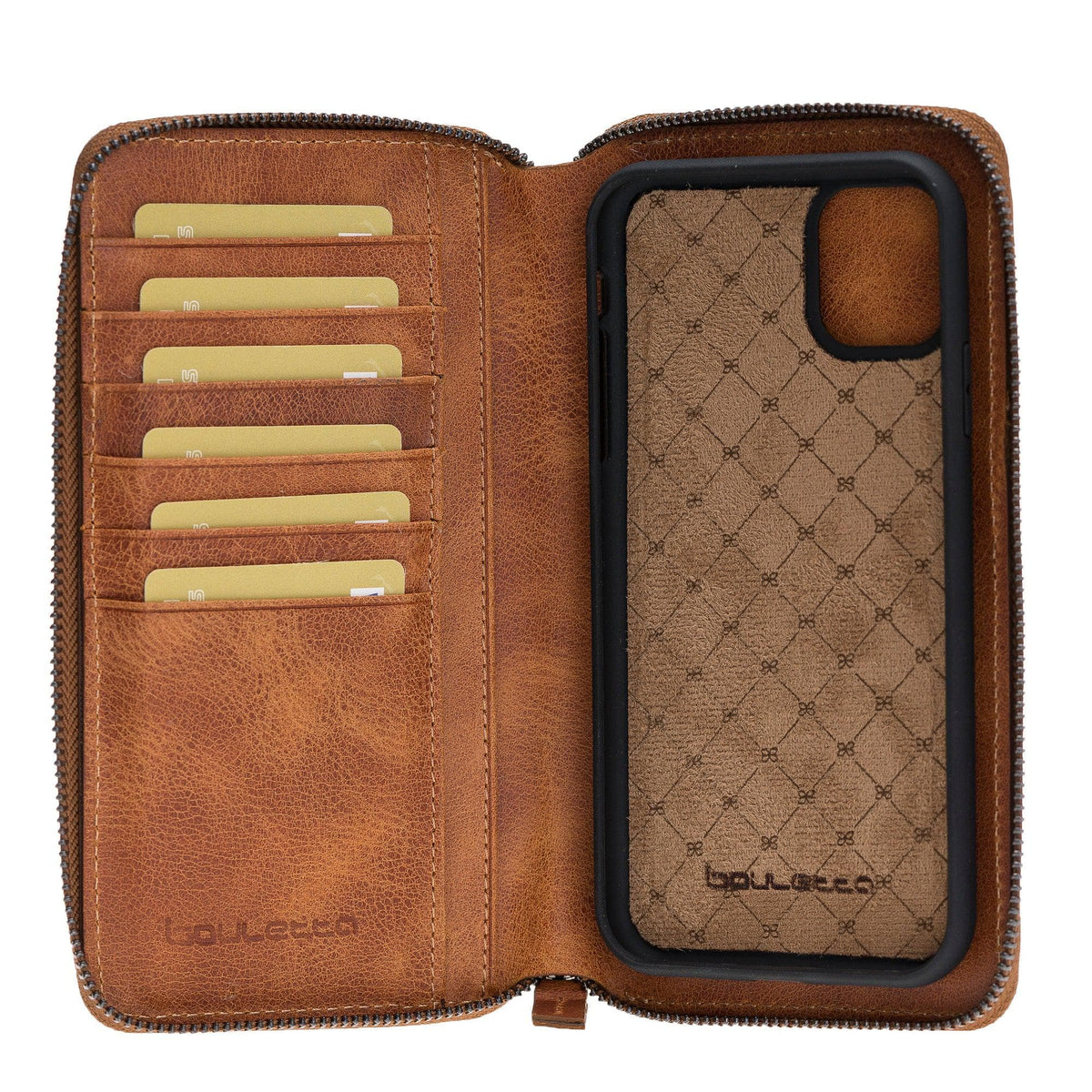 Genuine leather detachable pouch wallet case for iPhone 11 with RFID protection and magnetic phone holder – Bouletta