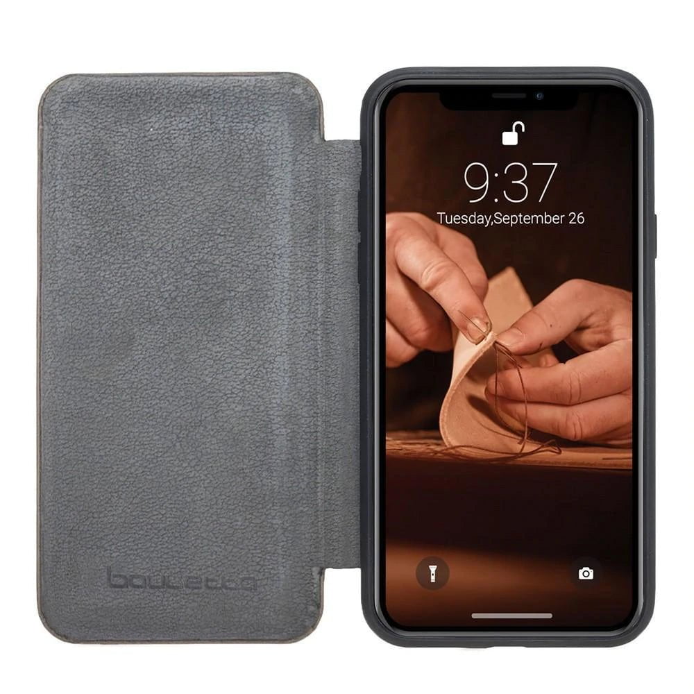 Apple iPhone X Series Genuine Leather Slim Fit Book Wallet Case