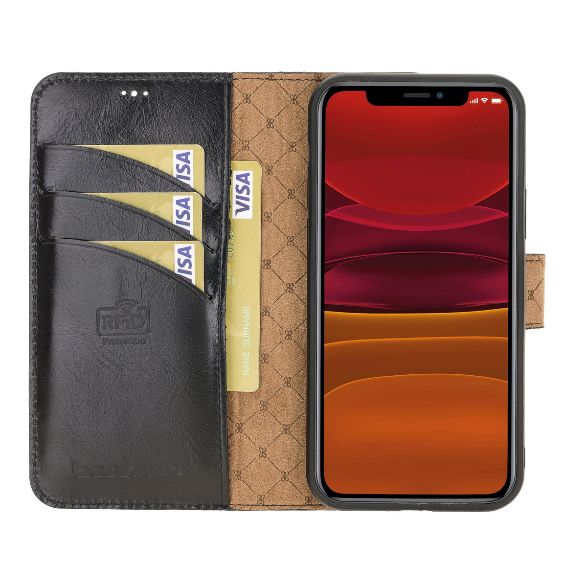 Saran iPhone 12 Series Leather Non Detachable Folio Wallet Case