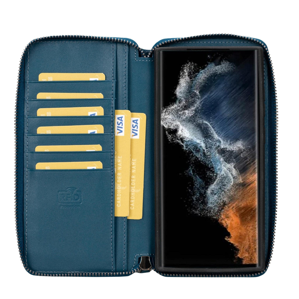 Samsung Galaxy S24 Ultra (6.9") Leder-Brieftaschen mit Reißverschluss