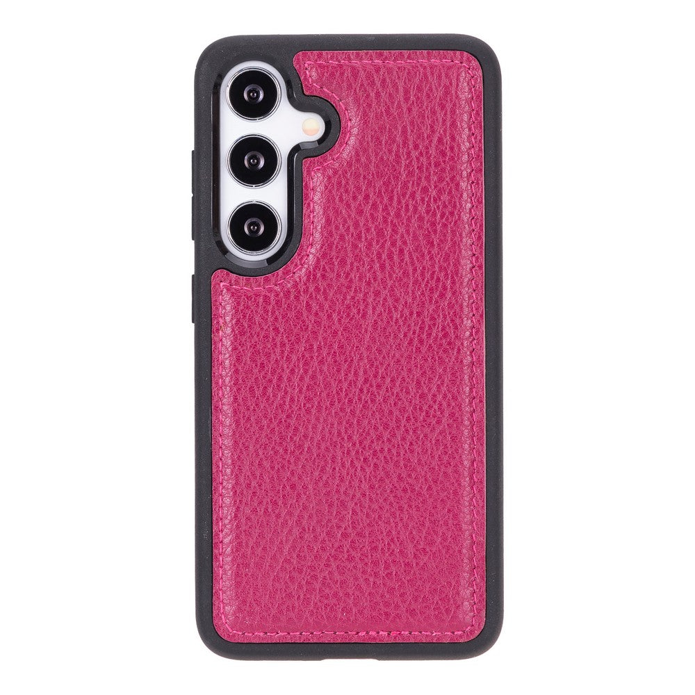Pink phone case with black border on a white background