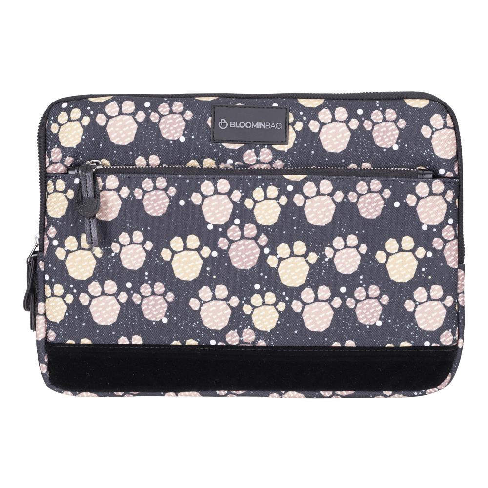 Soul Mate vegan laptop sleeve 13 inch with recycled fabrics and paw prints